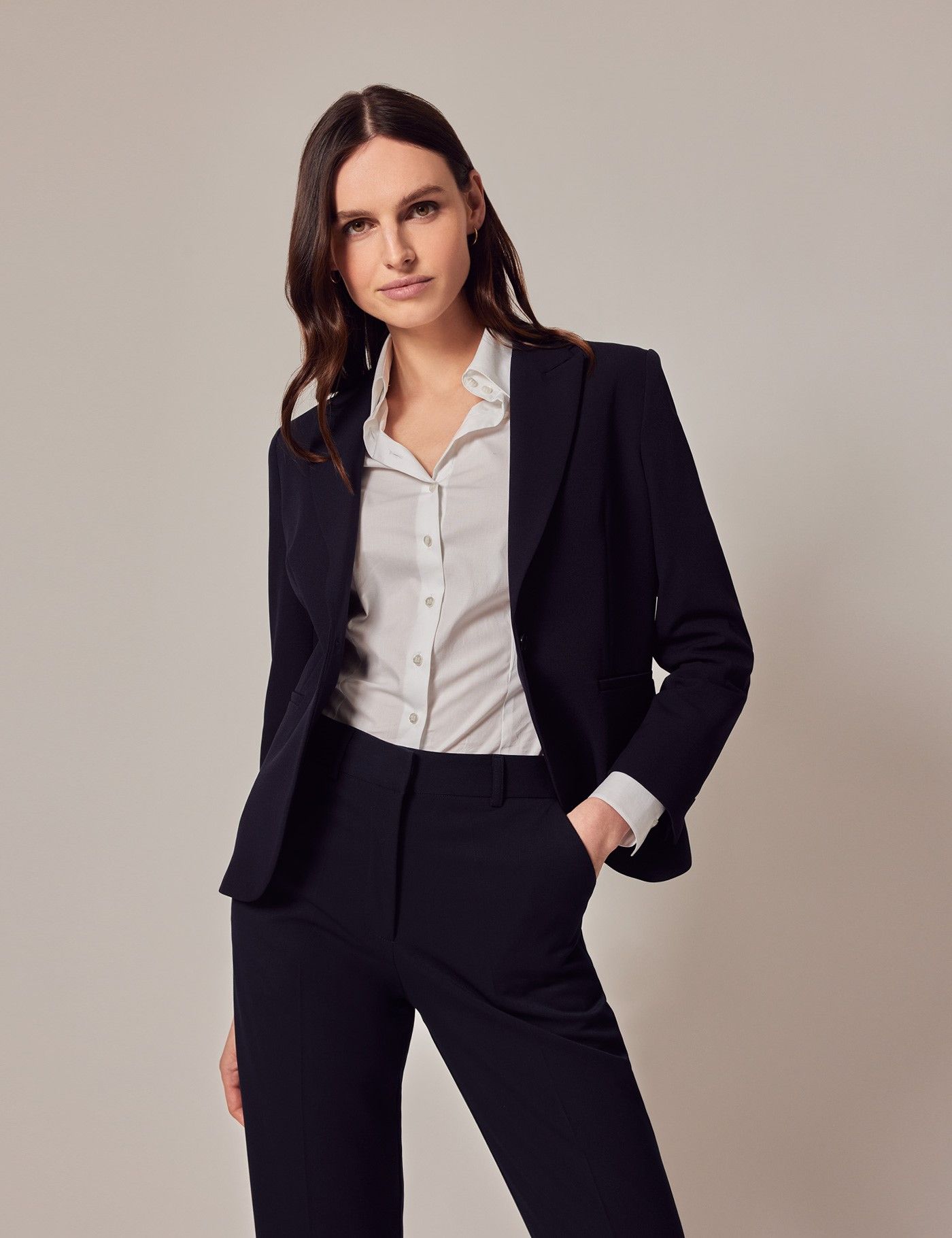 Navy fitted blazer womens best sale