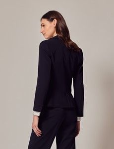 Navy Single Breasted Longline Blazer-preview5