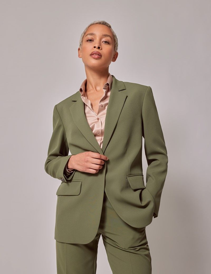 Olive double breasted suit hotsell