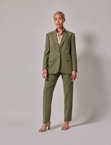 Olive Green Single Breasted Longline Blazer-preview1