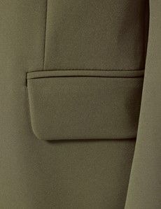 Olive Green Single Breasted Longline Blazer-preview3