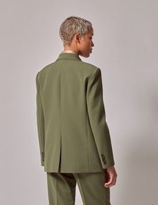 Olive Green Single Breasted Longline Blazer-preview4