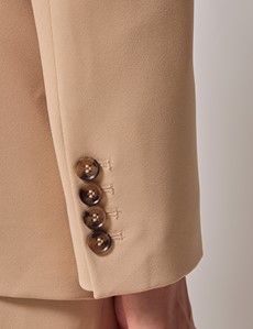 Beige Single Breasted Longline Blazer-preview6
