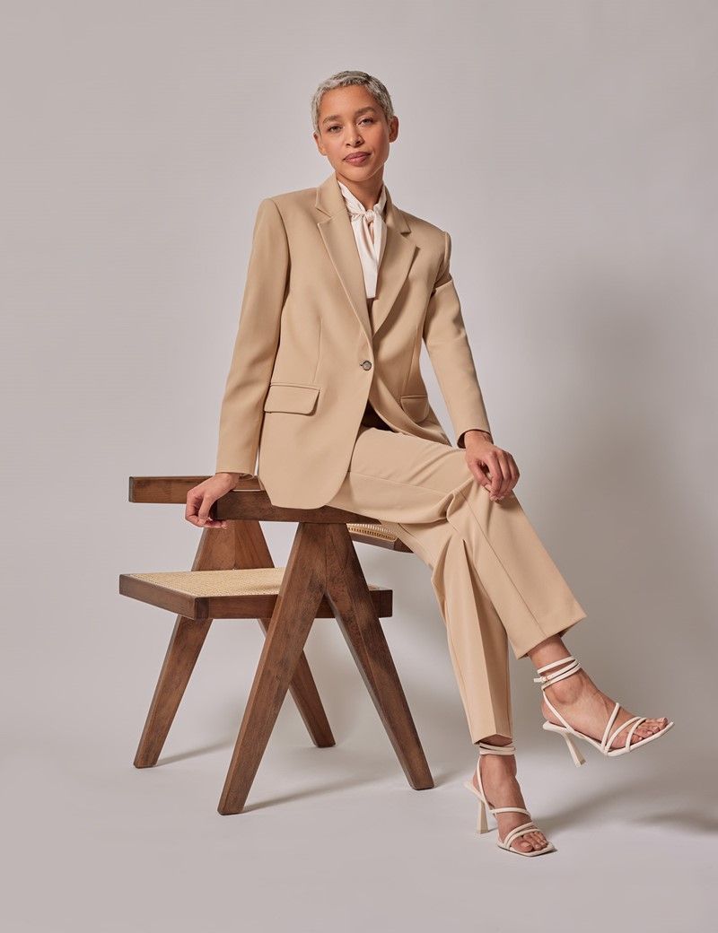 Beige longline blazer hotsell