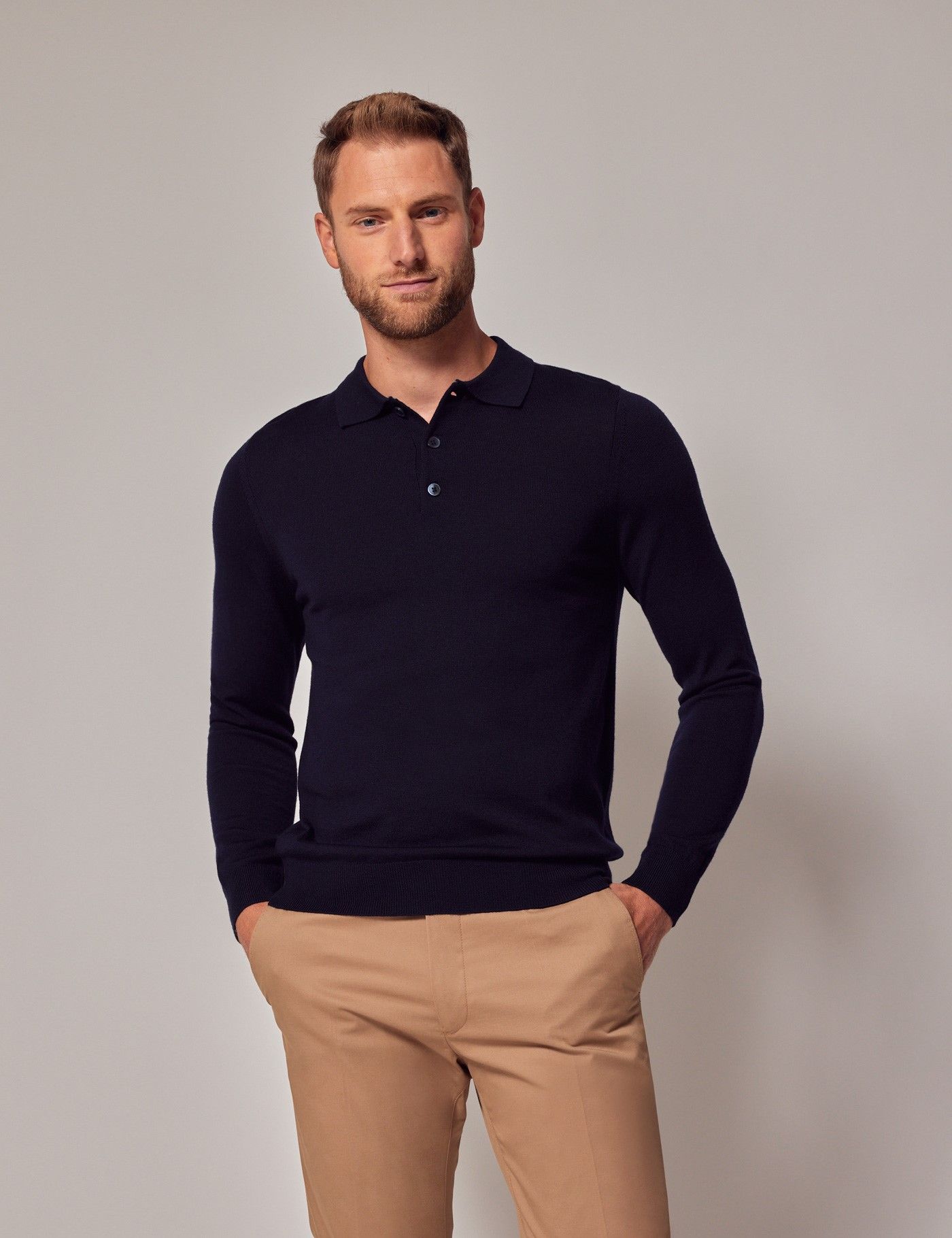 Pullover – Merinowolle – Poloshirt Kragen | Hawes & Curtis