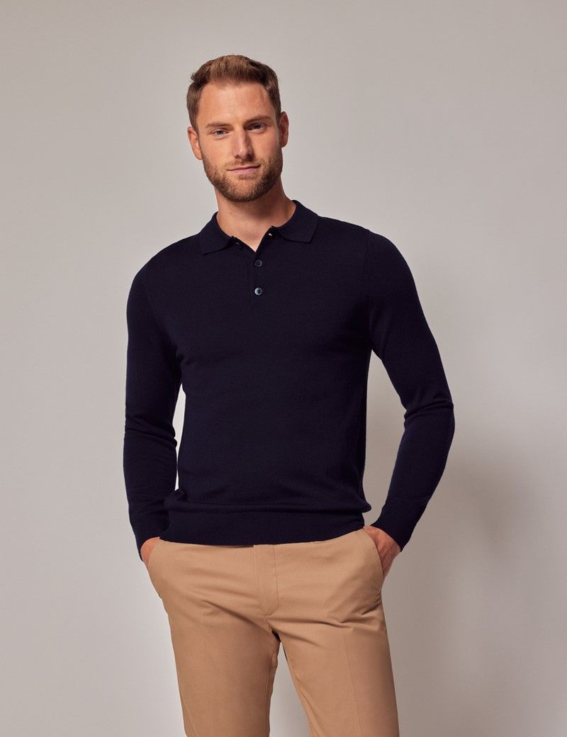 Pullover – Merinowolle – Poloshirt Kragen | Hawes & Curtis
