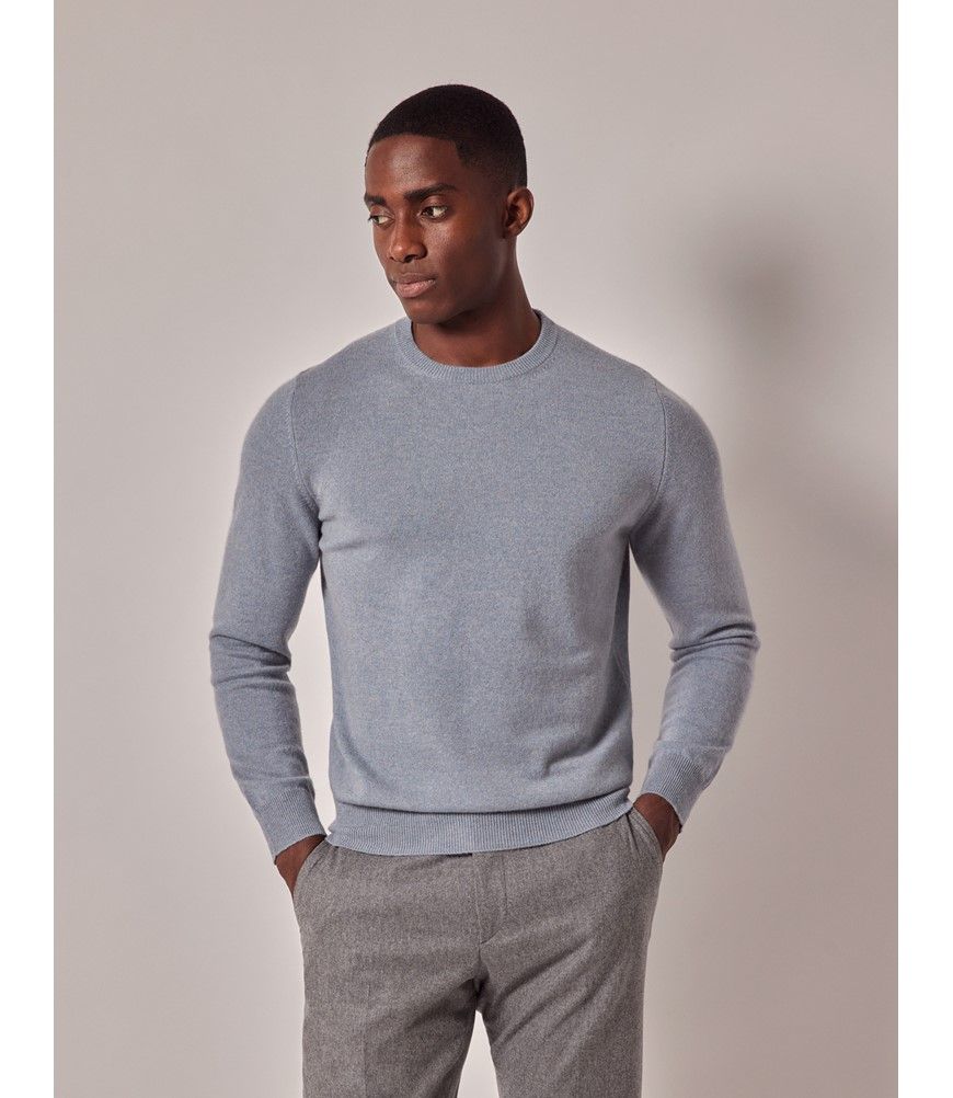 Light Blue Mongolian Cashmere Crew Neck Jumper
