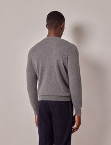 Dark Grey Mongolian Cashmere Crew Neck Sweater-preview3