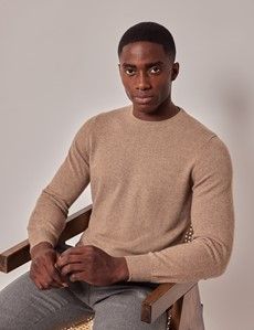 Neutral Mongolian Cashmere Crew Neck Sweater-preview4