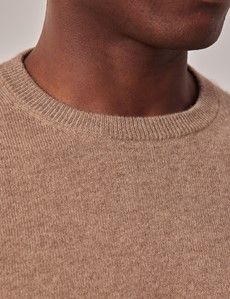Neutral Mongolian Cashmere Crew Neck Sweater-preview1