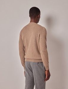 Neutral Mongolian Cashmere Crew Neck Sweater-preview3