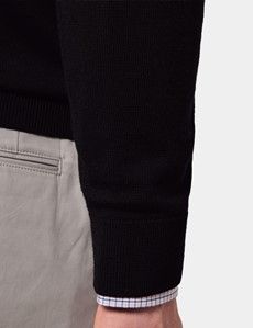 Black Half Zip Merino Sweater - Machine Washable-preview3