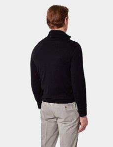 Black Half Zip Merino Sweater - Machine Washable-preview2