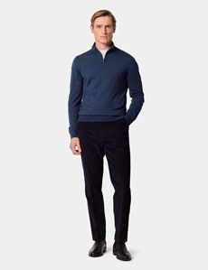 Blue Half Zip Jumper - Machine Washable