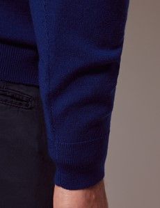 Royal Blue Half Zip Merino Sweater- Machine Washable-preview4