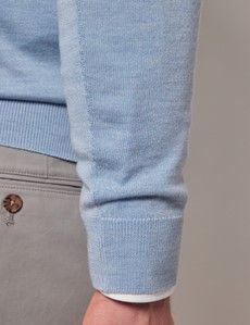 Sky Blue Half Zip Merino Sweater - Machine Washable-preview4