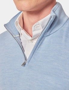 Sky Blue Half Zip Jumper - Machine Washable