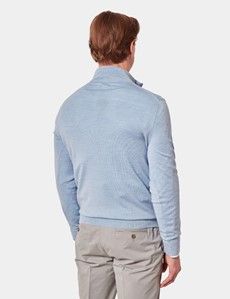 Sky Blue Half Zip Jumper - Machine Washable