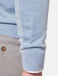 Sky Blue Half Zip Jumper - Machine Washable