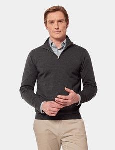 Moss Green Half Zip Jumper - Machine Washable