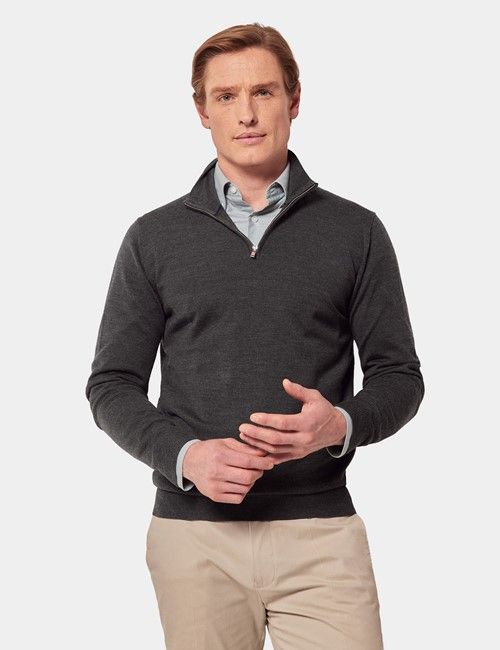 Moss Green Half Zip Sweater - Machine Washable