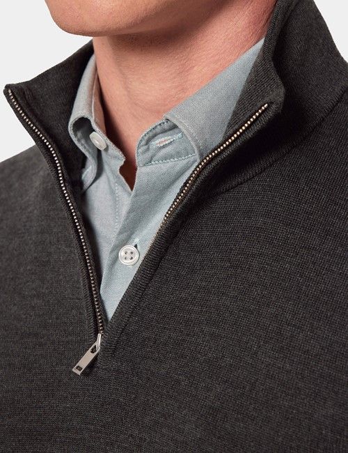 Moss Green Half Zip Sweater - Machine Washable-preview