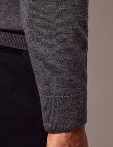 Grey Half Zip Merino Sweater - Machine Washable-preview4