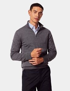 Grey Half Zip Sweater - Machine Washable