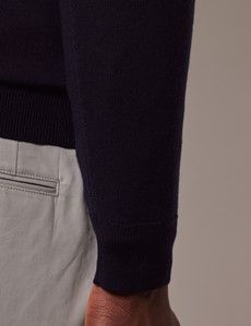 Navy Half Zip Merino Sweater - Machine Washable-preview3