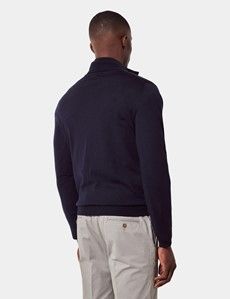 Navy Half Zip Jumper - Machine Washable