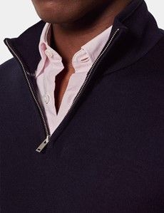 Navy Half Zip Jumper - Machine Washable