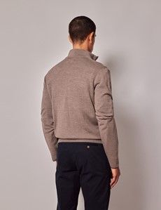 Neutral Half Zip Merino Sweater - Machine Washable-preview3