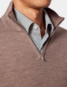 Neutral Half Zip Sweater - Machine Washable-preview1