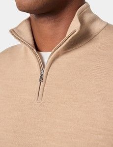 Sand Half Zip Jumper - Machine Washable