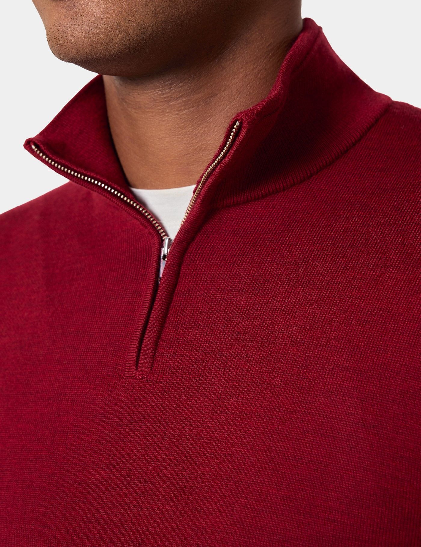 Dark Red Half Zip Sweater - Machine Washable-preview