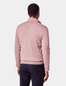Dusky Pink Half Zip Sweater - Machine Washable-preview3