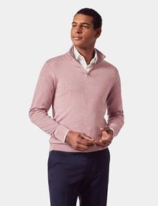 Dusky Pink Half Zip Sweater - Machine Washable-preview2