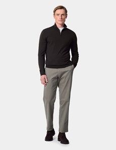 Dark Olive Half Zip Jumper - Machine Washable