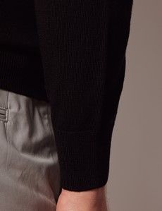 Black Roll Neck Merino Sweater - Machine Washable-preview4