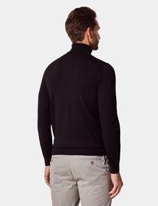 Black Roll Neck Sweater - Machine Washable-preview2