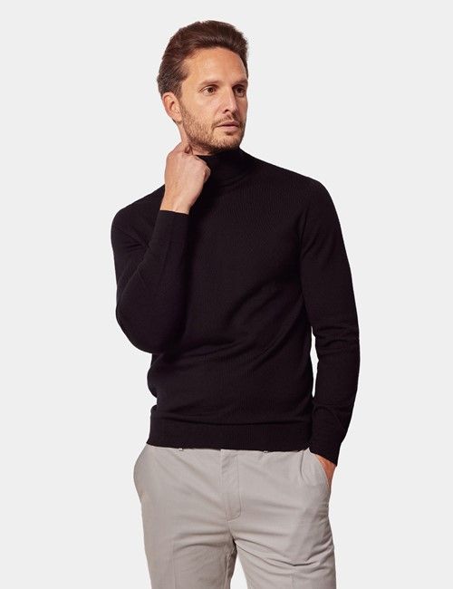 Black Roll Neck Sweater - Machine Washable