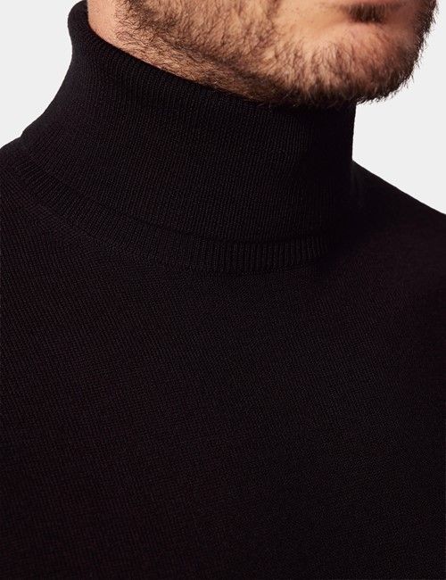 Black Roll Neck Sweater - Machine Washable-preview