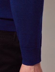 Royal Blue Roll Neck Merino Sweater - Machine Washable-preview5