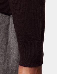 Dark Brown Roll Neck Jumper - Machine Washable