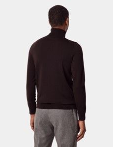 Dark Brown Roll Neck Jumper - Machine Washable