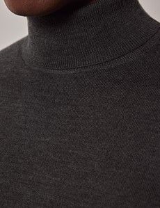 Moss Green Roll Neck Merino Sweater - Machine Washable-preview1