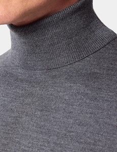 Grey Roll Neck Jumper - Machine Washable