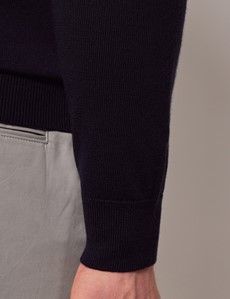 Navy Roll Neck Merino Sweater - Machine Washable-preview4