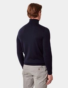 Navy Roll Neck Sweater - Machine Washable-preview2