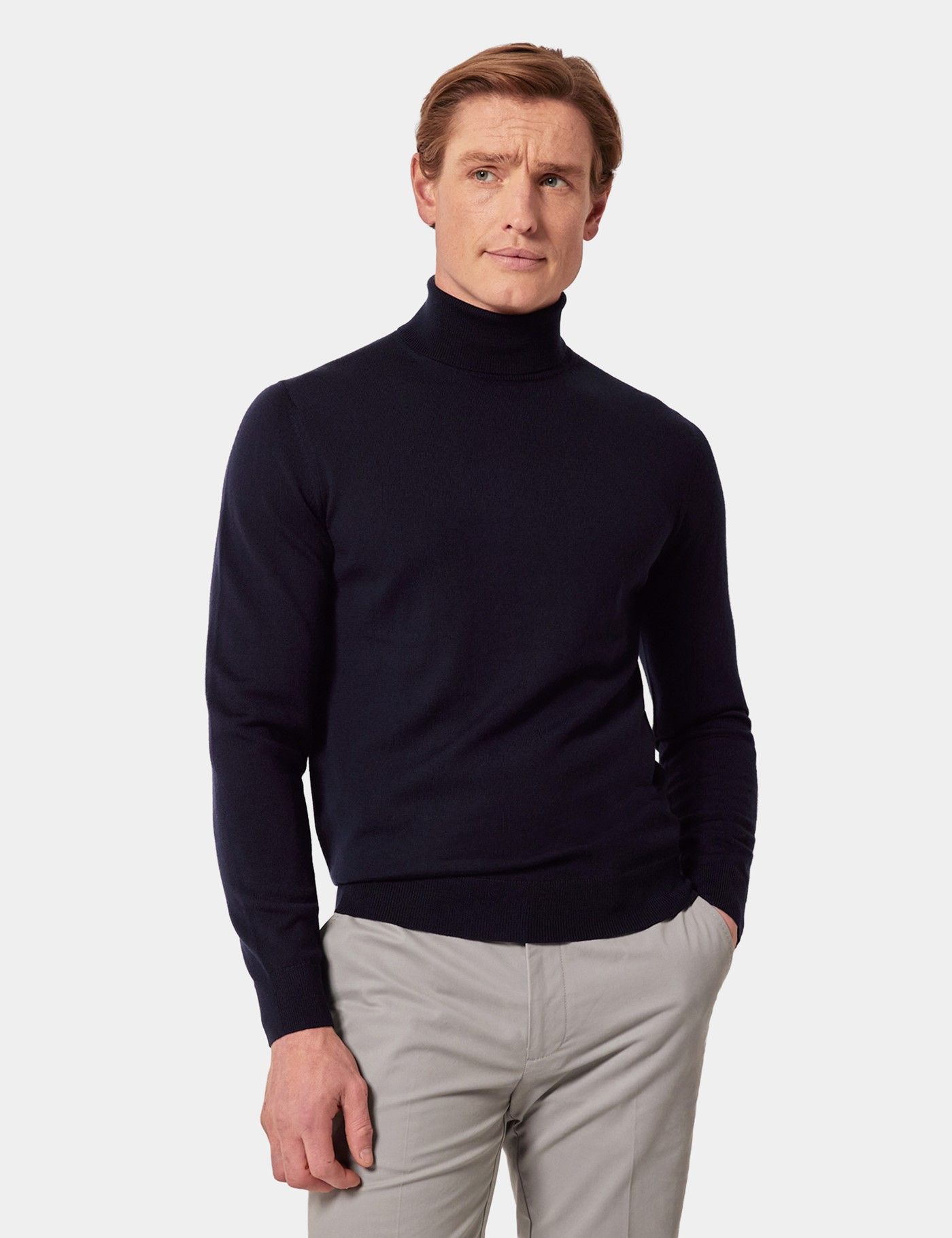 Navy Roll Neck Sweater - Machine Washable